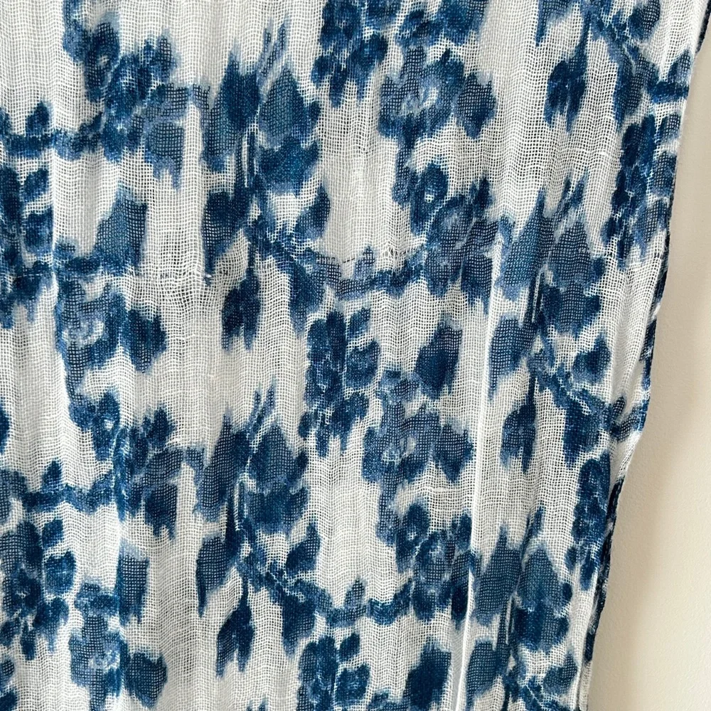 Gap Linen Blue & White Long Floral Scarf - Picture 15 of 16